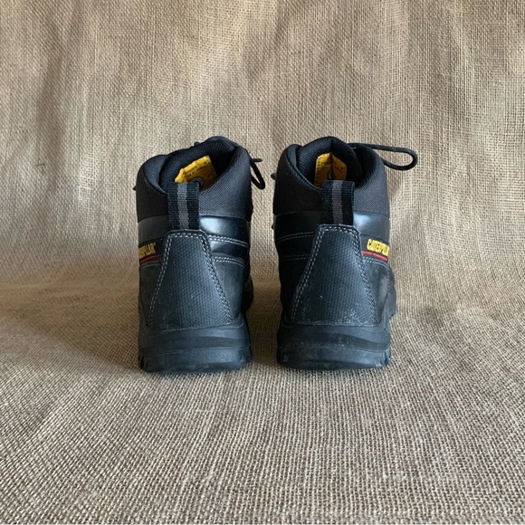CAT CATAPILLAR Men’s Black Leather Steel Toe Work Boots Men’s 10.5 - Picture 3 of 15